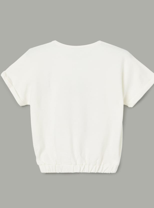 FAME FOREVER Girls Embroidered Blouson Top