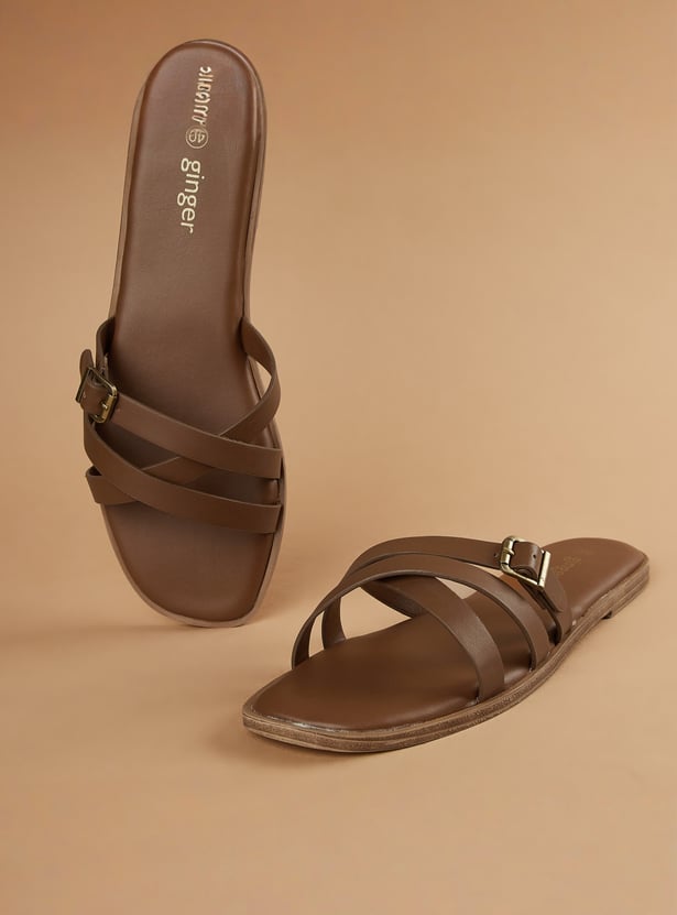 GINGER Textured Flat Sandals