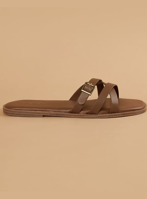 GINGER Textured Flat Sandals