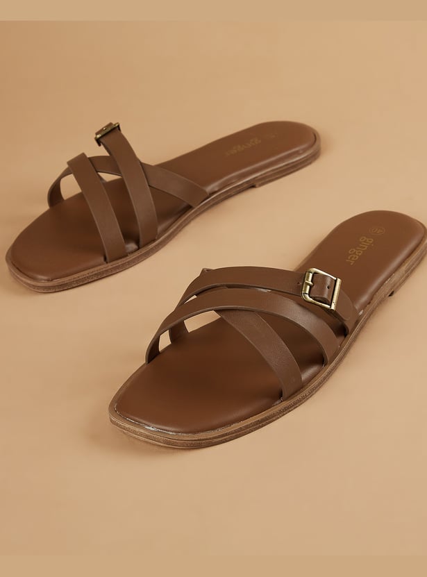GINGER Textured Flat Sandals