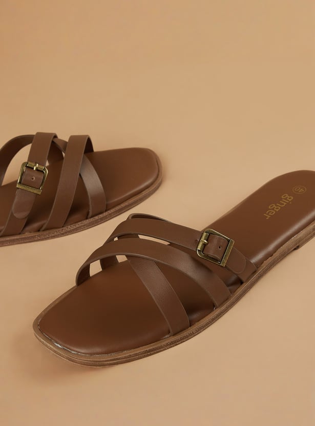 GINGER Textured Flat Sandals