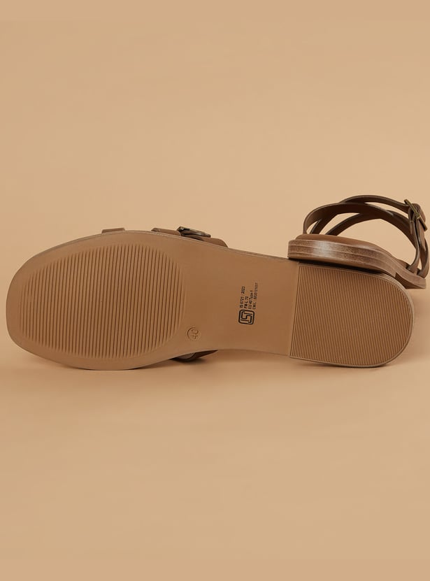 GINGER Textured Flat Sandals