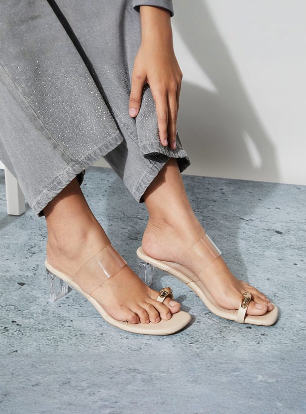 GINGER Metal Accent Block Heels