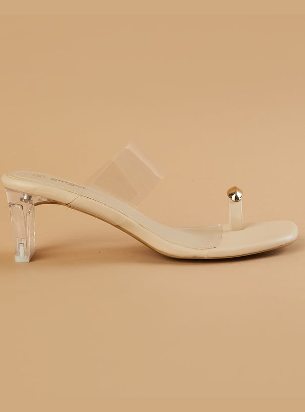 GINGER Metal Accent Block Heels
