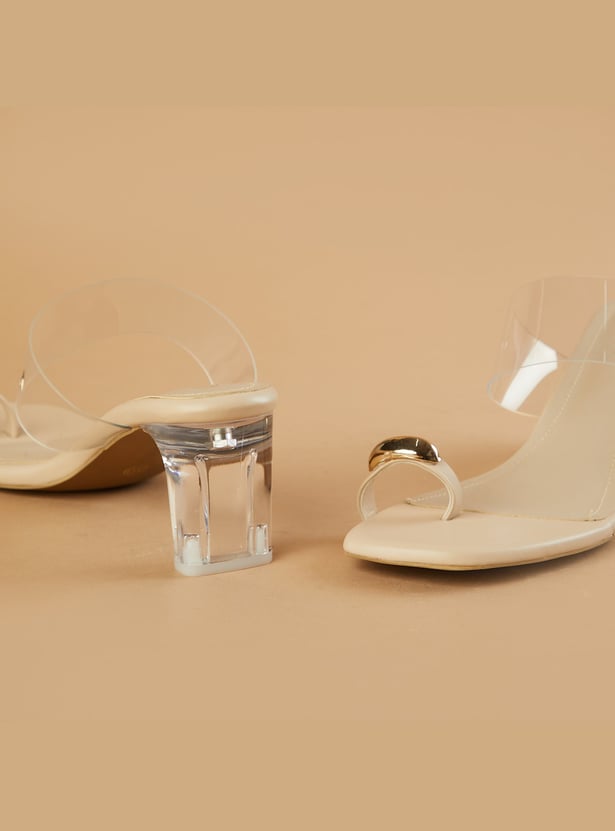 GINGER Metal Accent Block Heels