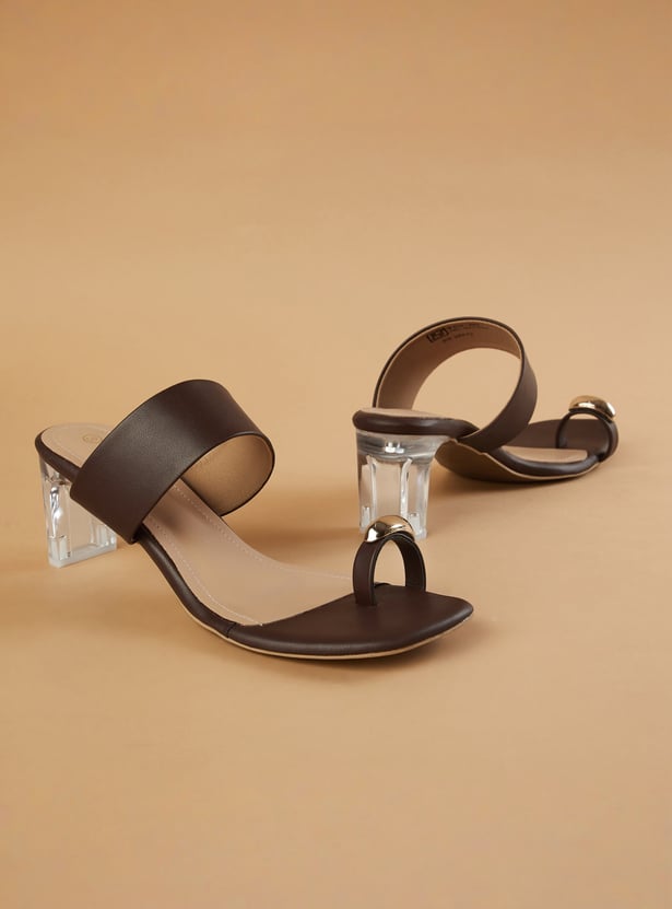 GINGER Metal Accent Block Heels