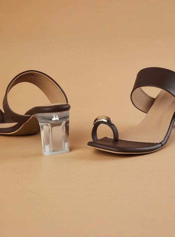 GINGER Metal Accent Block Heels