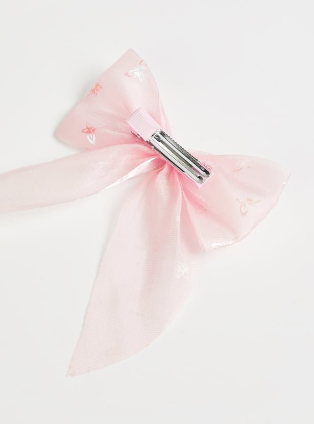 FAME FOREVER Embellished Bow-Shaped Hair Clip