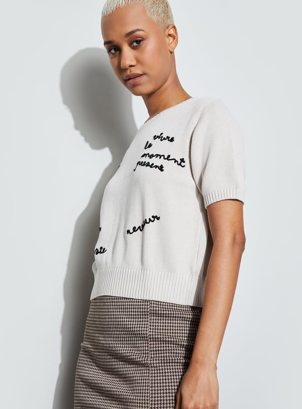 Buy GINGER Embroidered Knit Top from Ginger at just INR 1299.0