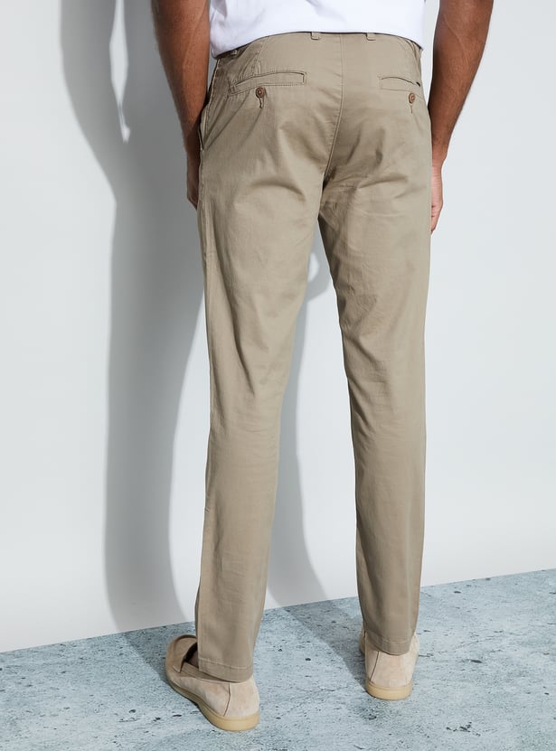 CODE Solid Slim Straight Trousers