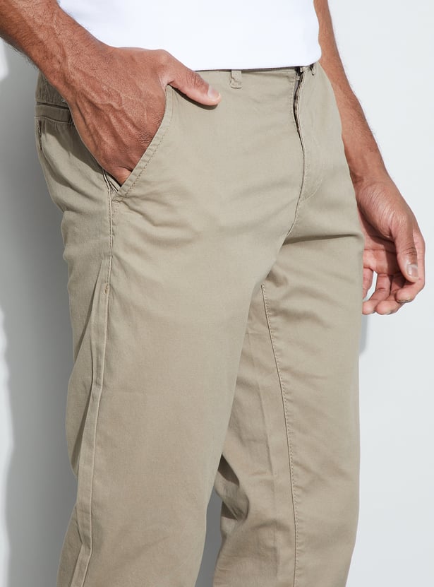 CODE Solid Slim Straight Trousers
