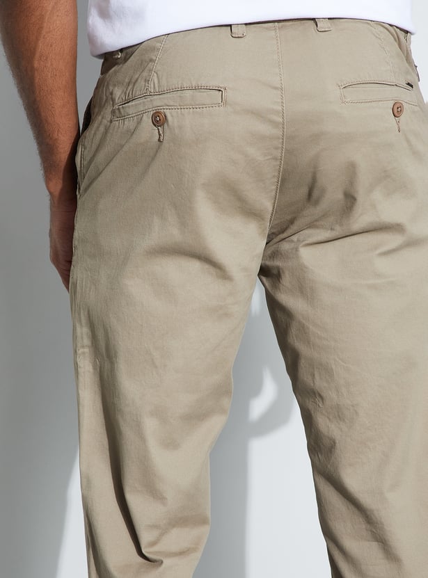 CODE Solid Slim Straight Trousers