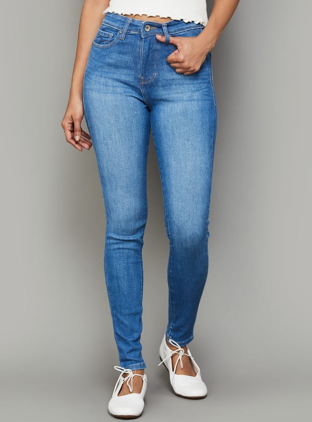 XPOSE Washed High Rise Slim Fit Jeans