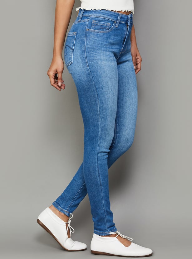 XPOSE Washed High Rise Slim Fit Jeans