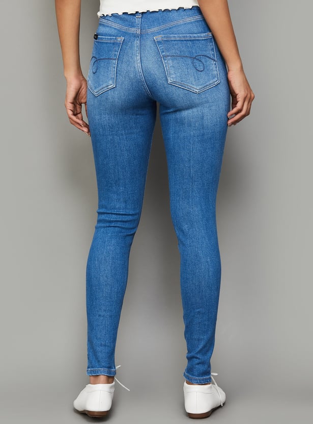 XPOSE Washed High Rise Slim Fit Jeans
