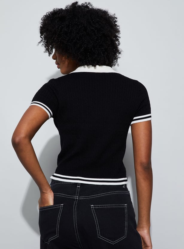 GINGER Knitted Johnny Collar Top