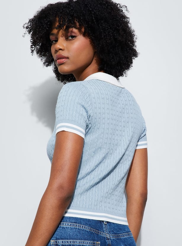GINGER Knitted Johnny Collar Top