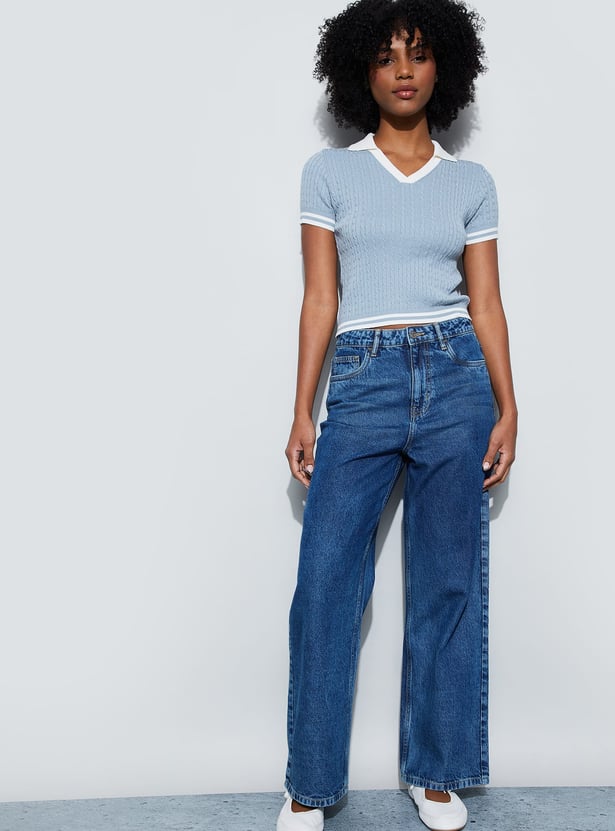 GINGER Knitted Johnny Collar Top