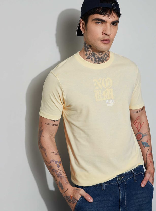 Buy SW SMILEY Printed Crew Neck T-shirt from SW Smiley at just INR