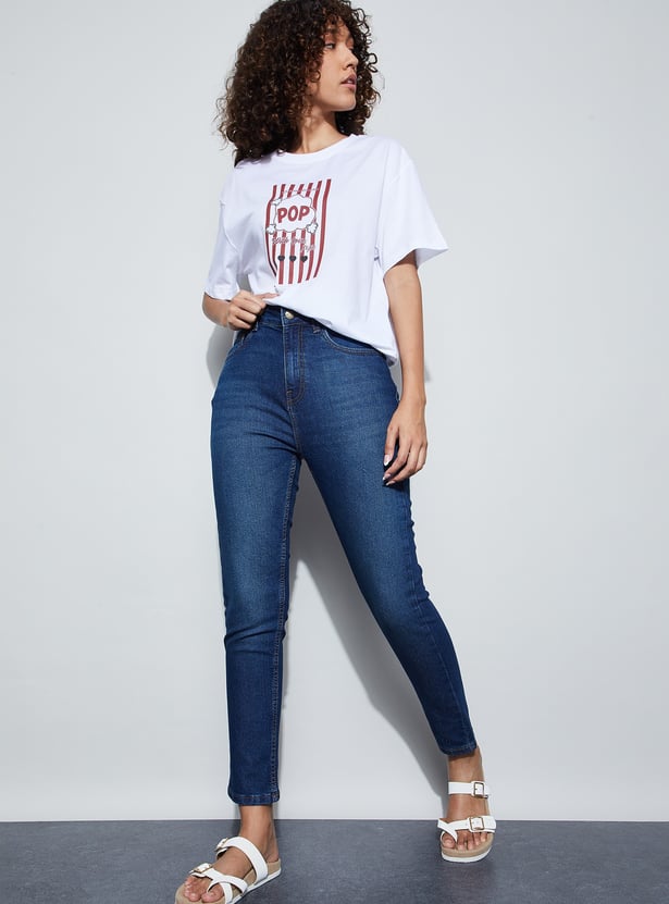 FAME FOREVER Stonewashed Slim Fit Jeans