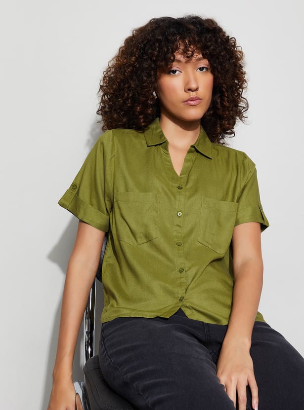 FAME FOREVER Solid Regular Fit Shirt