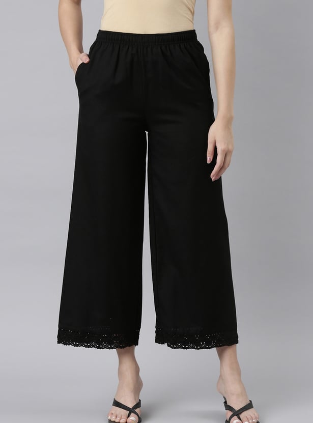 GO COLORS Solid Elasticated Palazzos