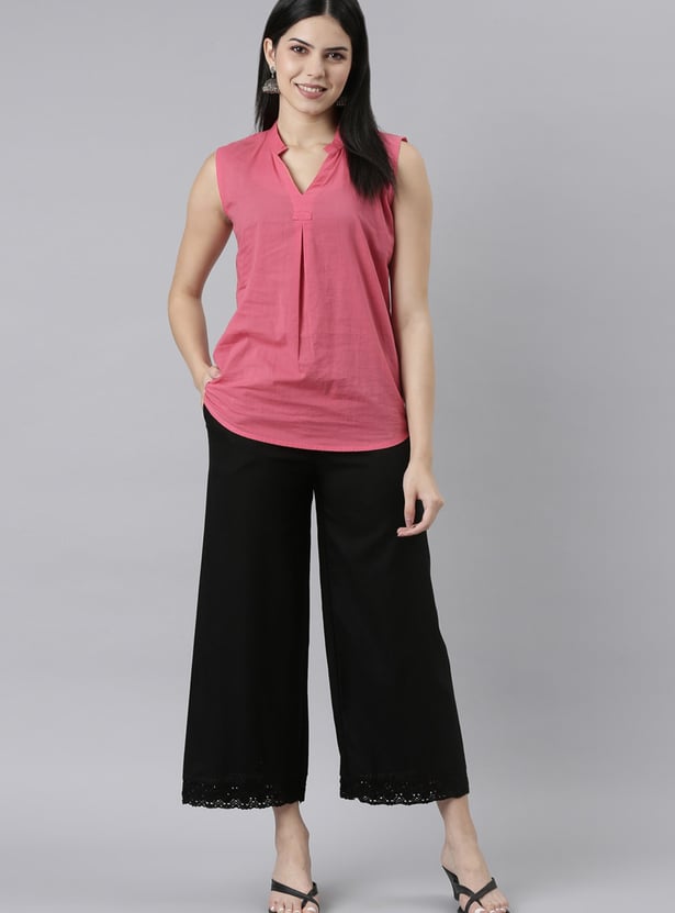 GO COLORS Solid Elasticated Palazzos