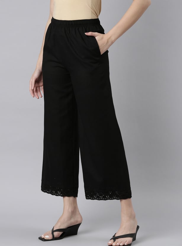 GO COLORS Solid Elasticated Palazzos