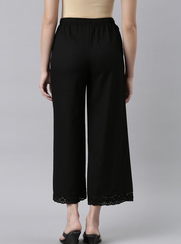 GO COLORS Solid Elasticated Palazzos