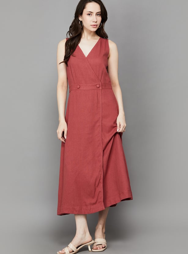 AND Button Detail Wrap Dress