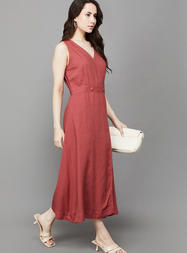AND Button Detail Wrap Dress