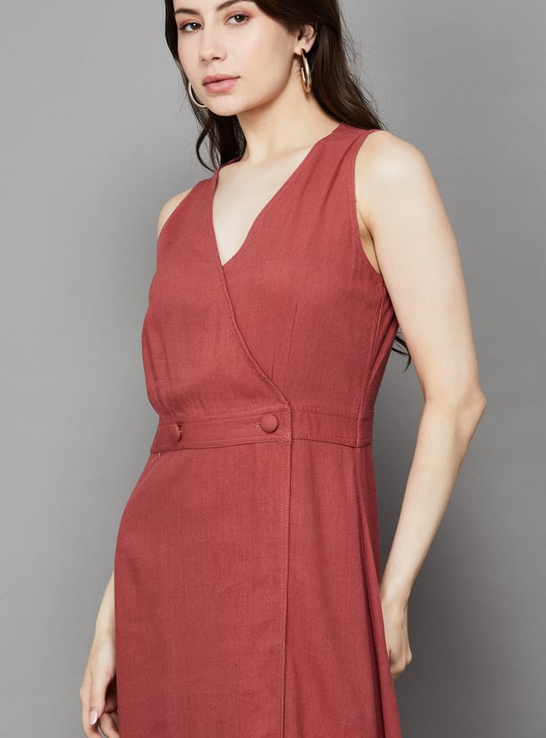 AND Button Detail Wrap Dress