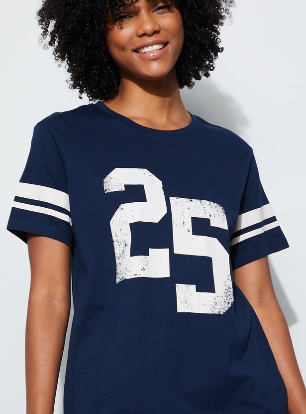 GINGER Numeric Print Slitted Night Dress