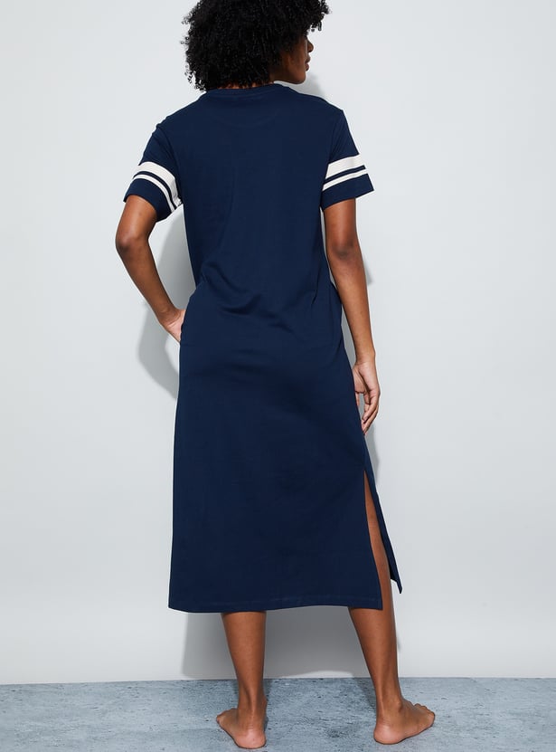 GINGER Numeric Print Slitted Night Dress
