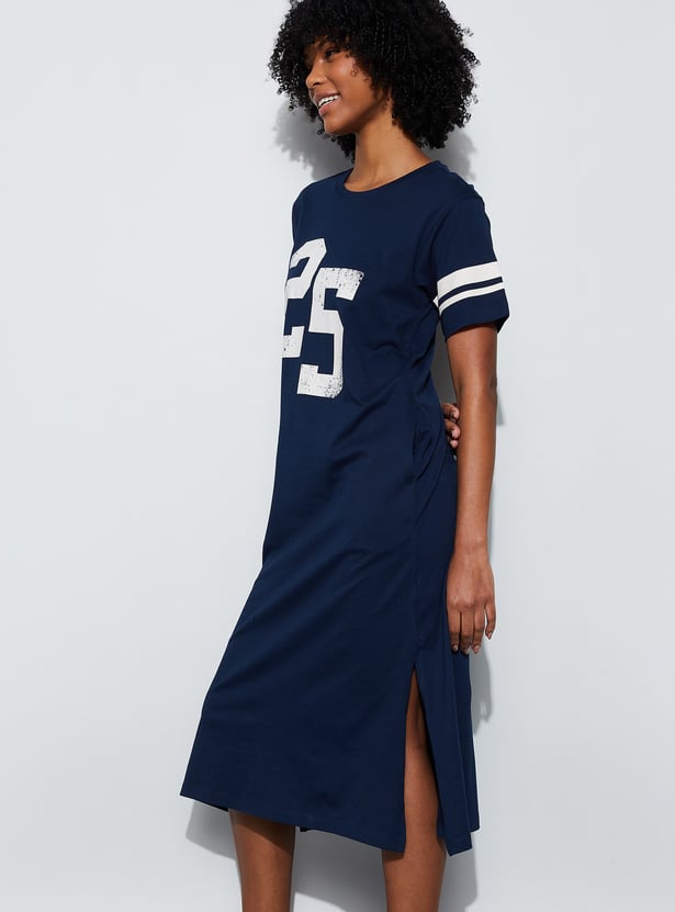 GINGER Numeric Print Slitted Night Dress