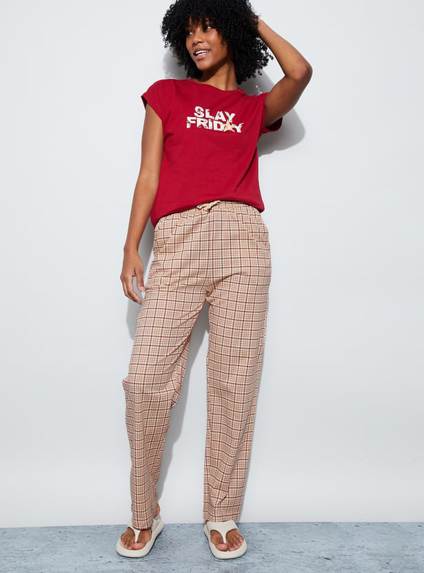 GINGER Checked Elasticated Pyjamas