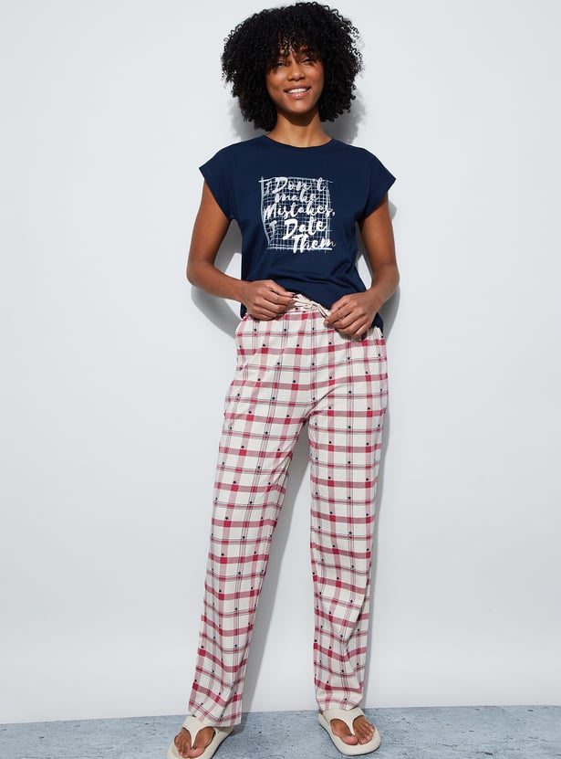GINGER Checked Elasticated Pyjamas