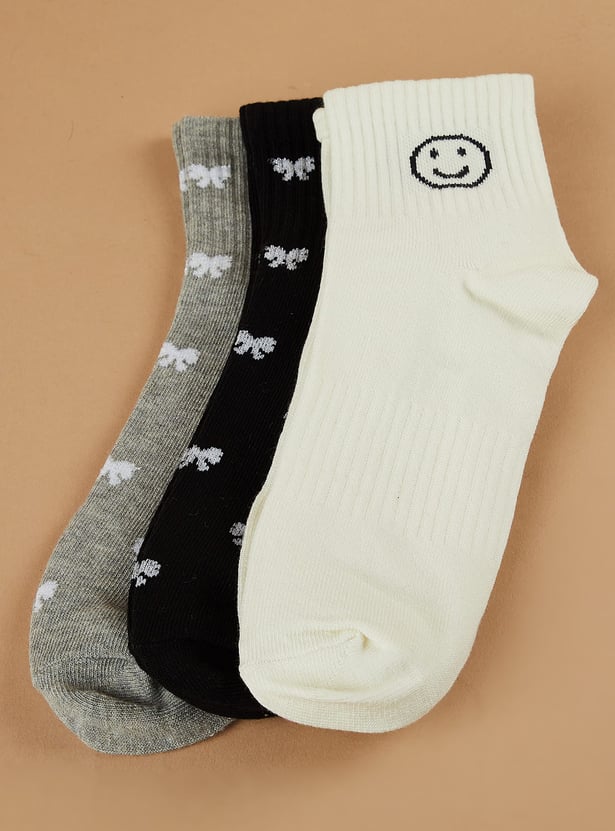 GINGER Knitted Bin Ankle-Length Socks - Pack of 3