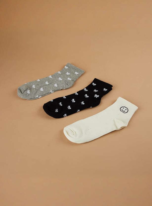 GINGER Knitted Bin Ankle-Length Socks - Pack of 3