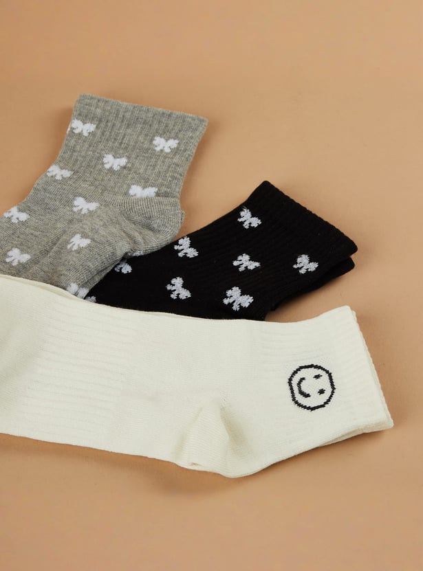 GINGER Knitted Bin Ankle-Length Socks - Pack of 3