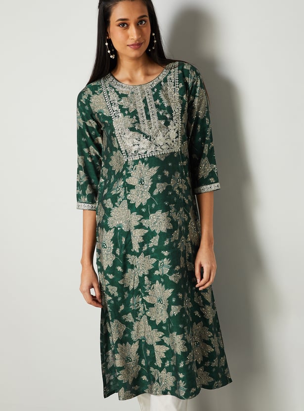 MELANGE Embroidered Straight Kurta