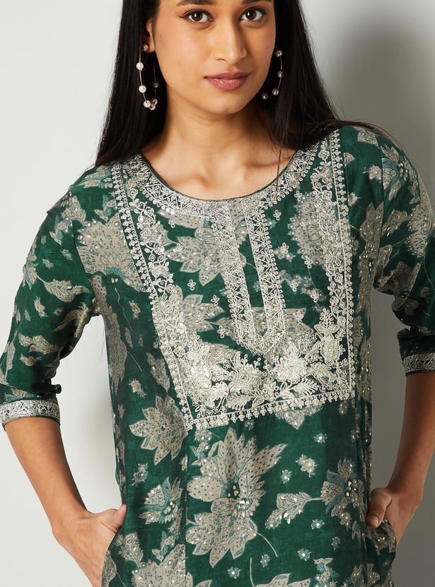 MELANGE Embroidered Straight Kurta