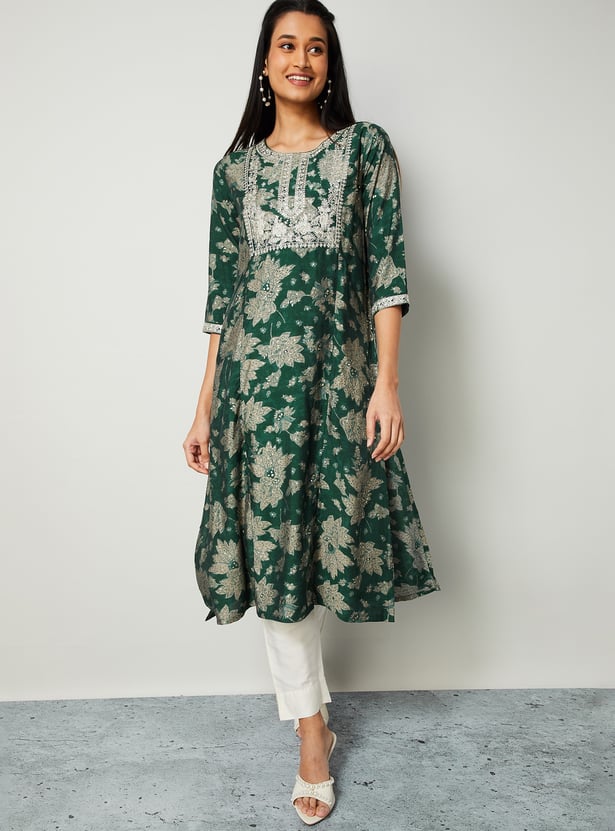 MELANGE Embroidered Straight Kurta