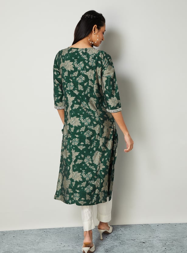MELANGE Embroidered Straight Kurta