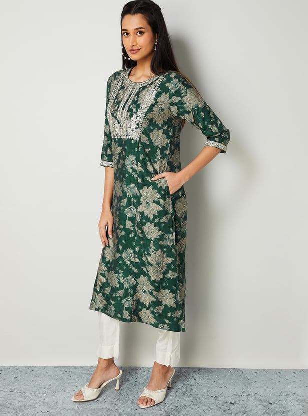 MELANGE Embroidered Straight Kurta