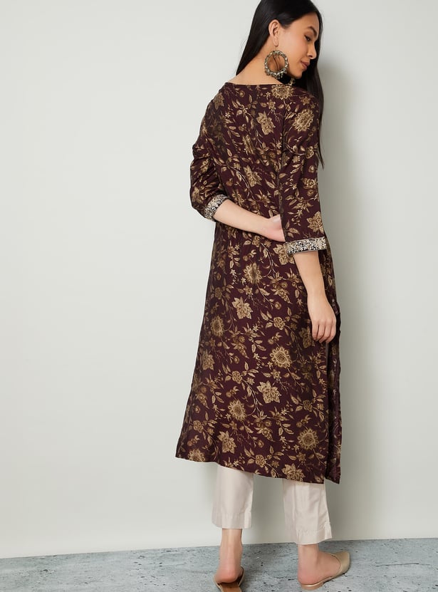 MELANGE Floral Print Straight Kurta