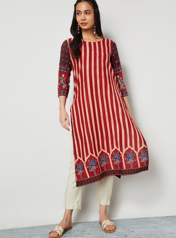 MELANGE Striped Straight Kurta