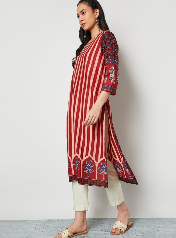 MELANGE Striped Straight Kurta