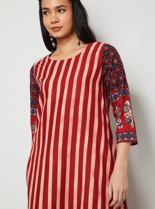 MELANGE Striped Straight Kurta