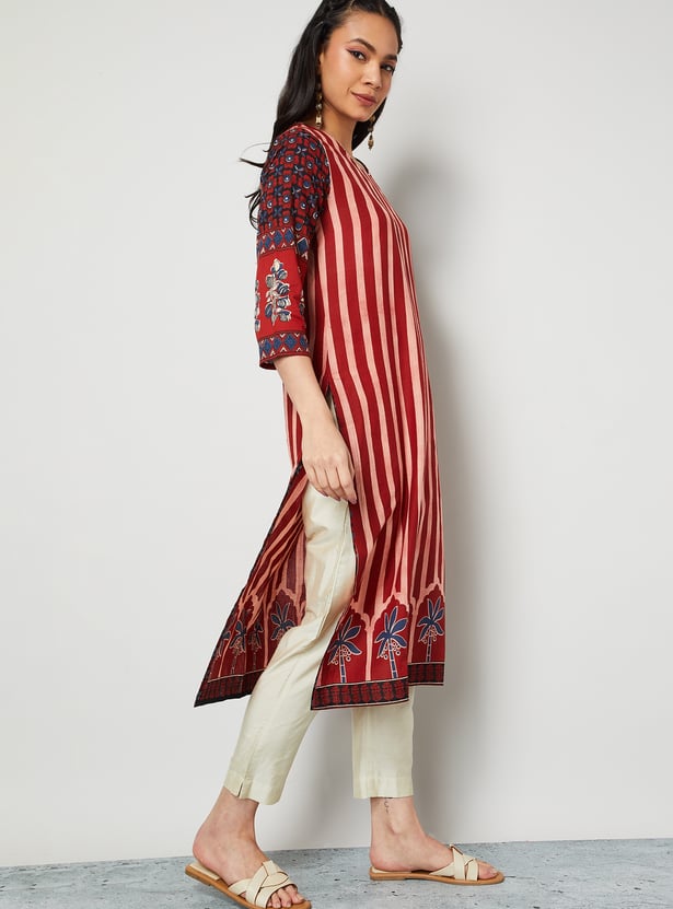 MELANGE Striped Straight Kurta